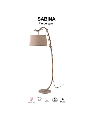 Lampadaire 1xE27, max. 40W, Imitation Bois - Mantra - Sabina