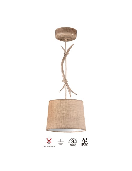Petite Suspension 1xE27, max. 40W, Imitation Bois - Mantra - Sabina