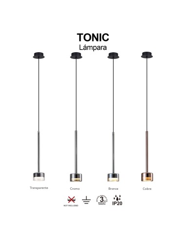 Suspension Diam 9.8 cm 1x GX53, IP20, Verre chromé - Mantra - Tonic