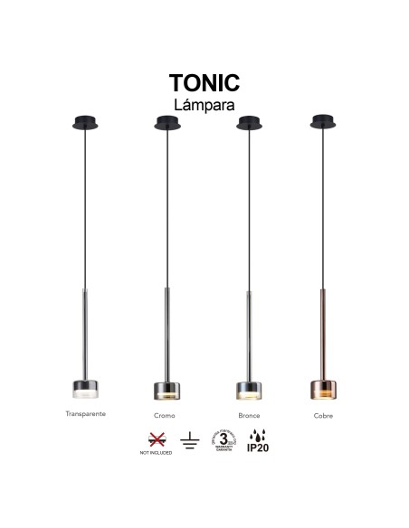Suspension Diam 9.8 cm 1x GX53, IP20, Verre chromé - Mantra - Tonic