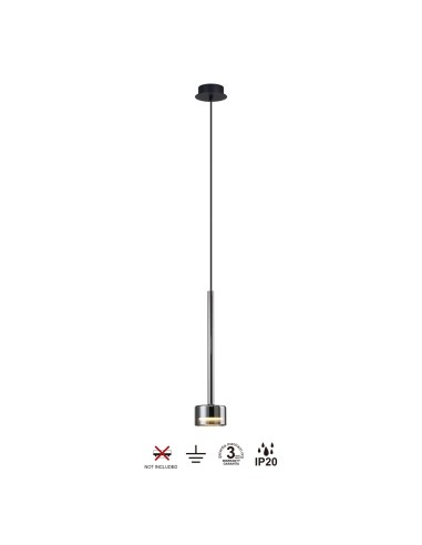 Suspension Diam 9.8 cm 1x GX53, IP20, Verre chromé - Mantra - Tonic