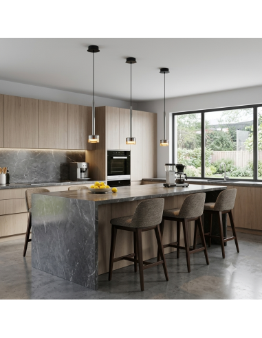 Suspension Diam 9.8 cm 1xGX53, IP20, Verre Bronze/Noir - Mantra - Tonic