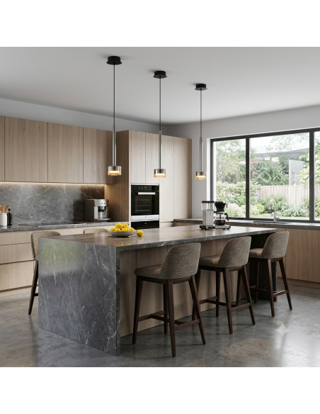 Suspension Diam 9.8 cm 1xGX53, IP20, Verre Bronze/Noir - Mantra - Tonic