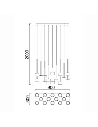 Suspension 14xGX53, 12W, IP20, Verre Multicolore - Mantra - Tonic