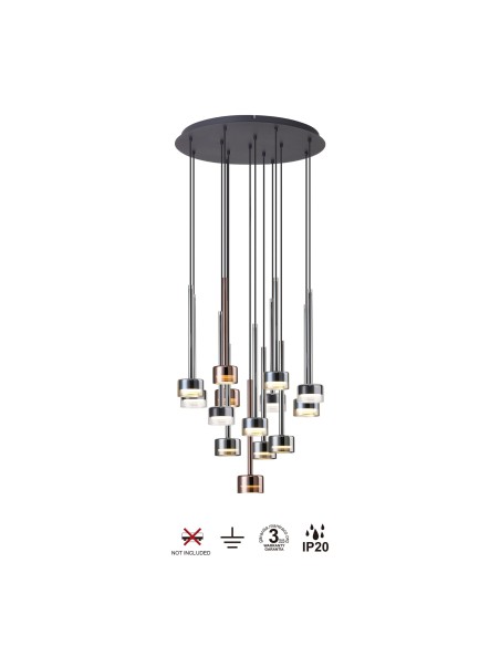 Suspension circulaire14xGX53, 12W, Verre Multicolore - Mantra - Tonic