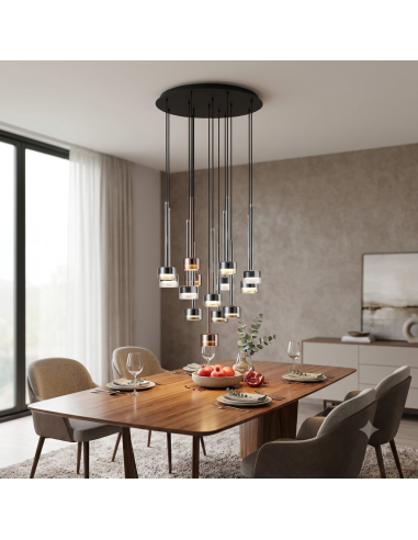 Suspension circulaire14xGX53, 12W, Verre Multicolore - Mantra - Tonic