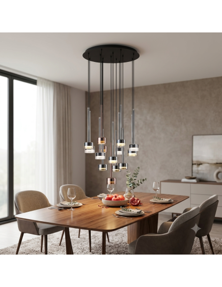 Suspension circulaire14xGX53, 12W, Verre Multicolore - Mantra - Tonic