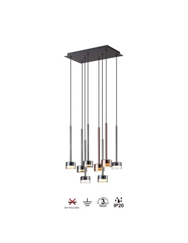 Suspension rectangulaire 8xGX53, 12W, Verre Multicolore - Mantra - Tonic