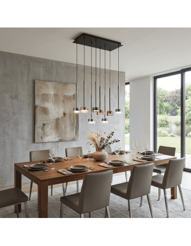 Suspension rectangulaire 8xGX53, 12W, Verre Multicolore - Mantra - Tonic