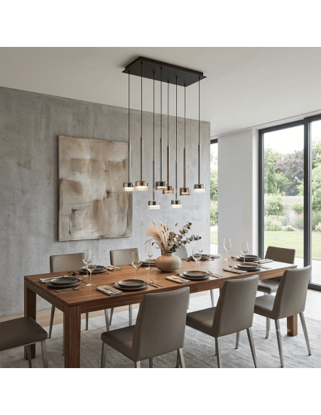 Suspension rectangulaire 8xGX53, 12W, Verre Multicolore - Mantra - Tonic