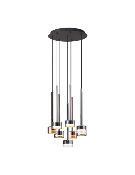 Suspension circulaire 8xGX53, 12W, Verre Multicolore - Mantra - Tonic
