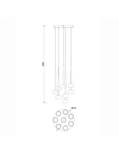 Suspension circulaire 8xGX53, 12W, Verre Multicolore - Mantra - Tonic