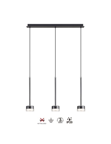 Suspension ligne 3xGX53, 12W, IP20,Verre Transparent  - Mantra - Tonic