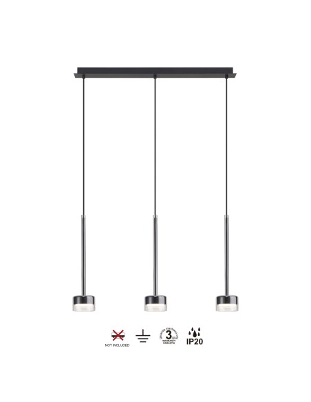 Suspension ligne 3xGX53, 12W, IP20,Verre Transparent  - Mantra - Tonic