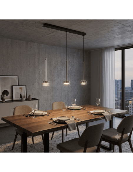 Suspension ligne 3xGX53, 12W, IP20,Verre Transparent  - Mantra - Tonic