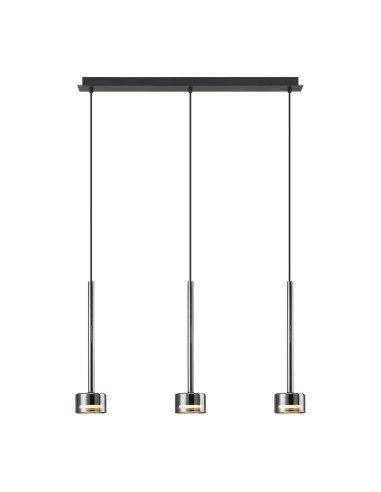 Suspension ligne 3xGX53, 12W, IP20,Verre Chromé - Mantra - Tonic