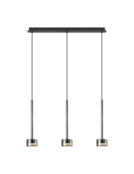 Suspension ligne 3xGX53, 12W, IP20,Verre Chromé - Mantra - Tonic