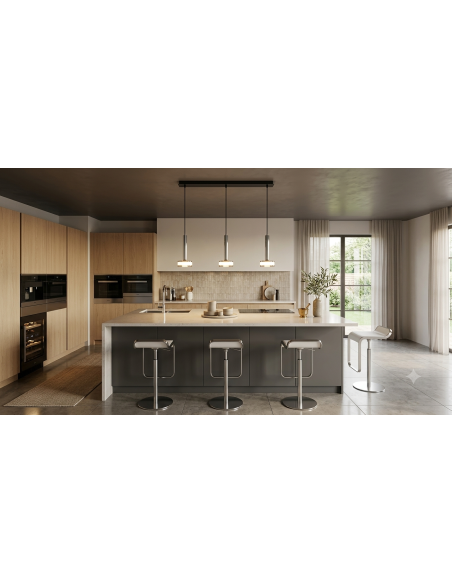 Suspension ligne 3xGX53, 12W, IP20,Verre Chromé - Mantra - Tonic