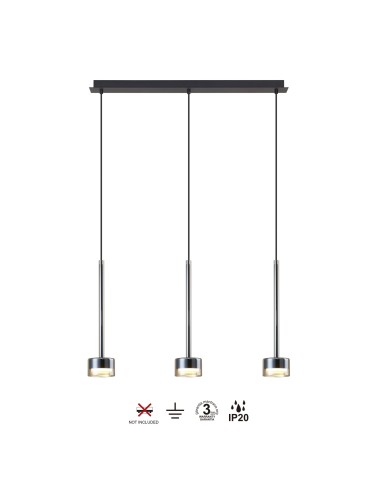 Suspension ligne 3xGX53, 12W, IP20,Verre Bronze - Mantra - Tonic
