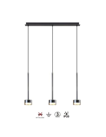 Suspension ligne 3xGX53, 12W, IP20,Verre Bronze - Mantra - Tonic