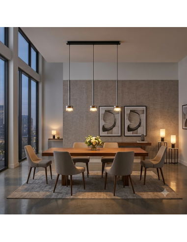 Suspension ligne 3xGX53, 12W, IP20,Verre Bronze - Mantra - Tonic