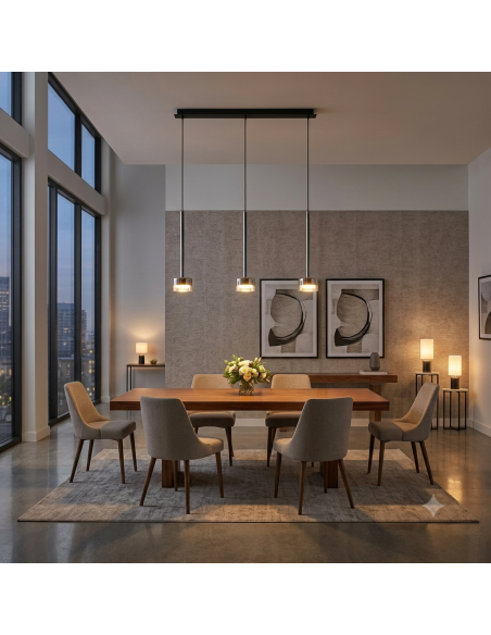 Suspension ligne 3xGX53, 12W, IP20,Verre Bronze - Mantra - Tonic