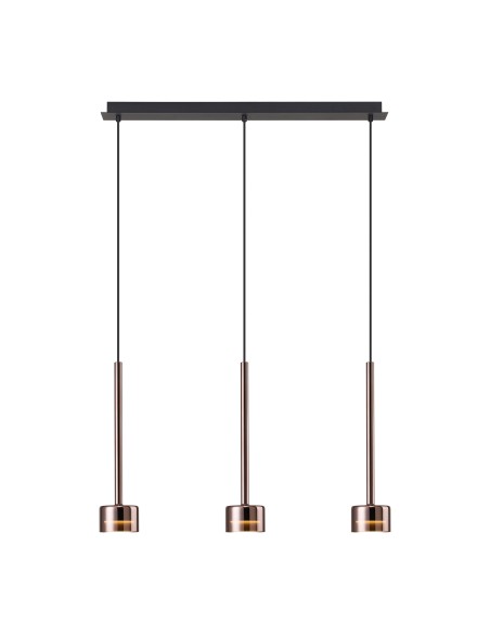 Suspension ligne 3xGX53, 12W, IP20,Verre Cuivre - Mantra - Tonic