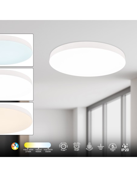 Plafonnier Led intégré 50W 3000K-4000K-5000K IP20 blanc  - Mantra - Turin