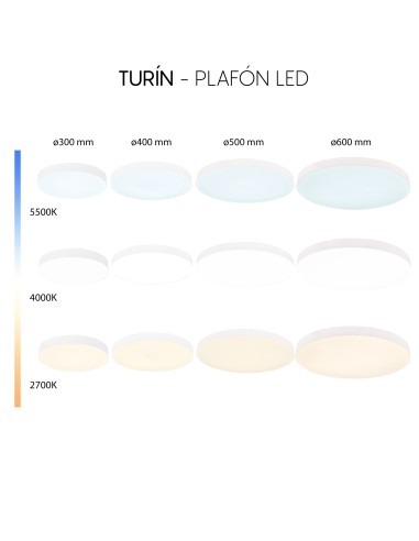 Plafonnier Led intégré 50W 3000K-4000K-5000K IP20 blanc  - Mantra - Turin