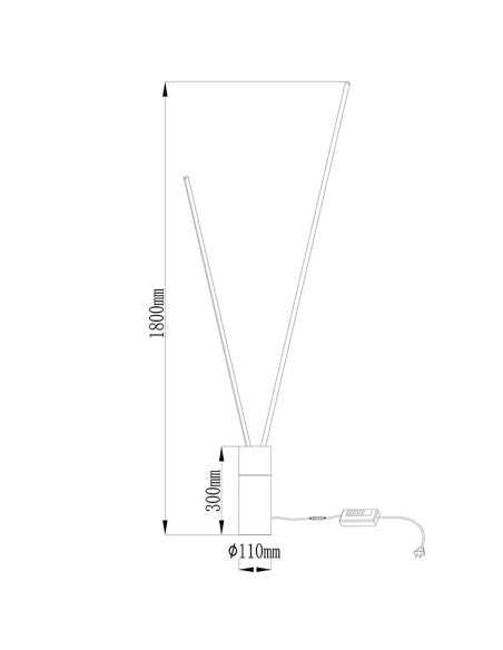 Lampadaire Diam. 11cm, 3000K, 2600LM, 44W  Blanc - Mantra - Vertical