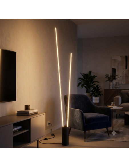 Lampadaire Diam. 11cm, 3000K, 2600LM, 44W Noir - Mantra - Vertical