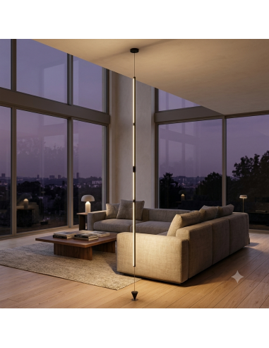 Lampadaire suspendu Diam. 8cm, 3000K, 2160LM, 36W Noir - Mantra - Vertical