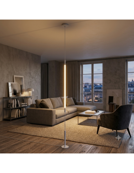Lampadaire suspendu Diam. 8cm, 3000K, 2400LM, 40W Blanc - Mantra - Vertical