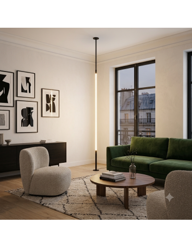 Lampadaire suspendu 3000K, 2160LM, 36W Aluminium Noir- Mantra - Vertical