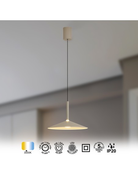 Petite suspension Diam. 32 cm 9W 850LM 3000K Cendre - Mantra - Calice