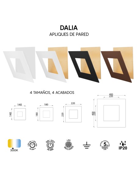 Applique Murale LED 12W 840 LM 3000K Aluminium Blanc - Mantra - Dalia