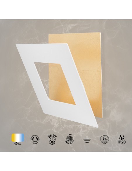 Applique Murale LED 12W 840 3000K Aluminium Or/Blanc - Mantra - Dalia