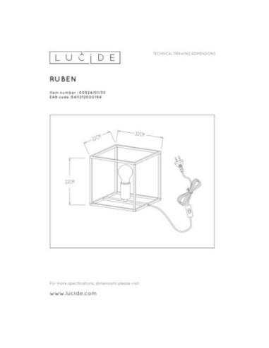 Lampe à poser intérieure Led  - Lucide - Ruben Leluminaireled.com