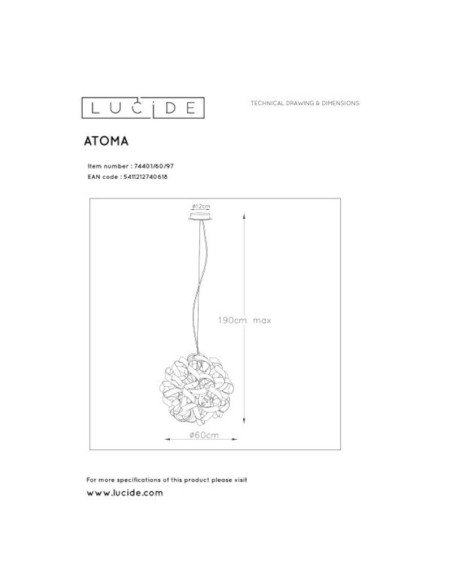 Suspension intérieure Led Atoma 60 - Lucide Leluminaireled.com