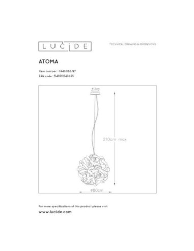 Suspension intérieure Led Atoma 80 - Lucide Leluminaireled.com