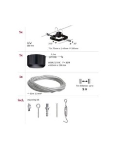 Kit de base 5 spots Led sur câble tendu Mac II - Paulmann Leluminaireled.com 2