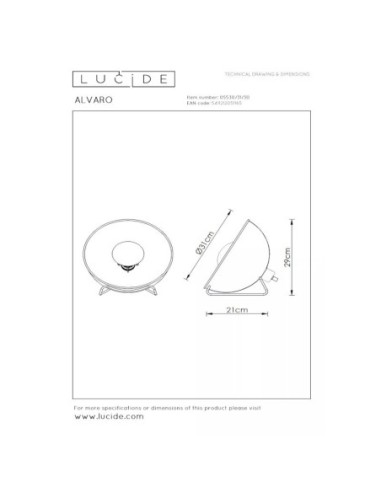 Lampe de table Led métal noir/doré Alvaro - Lucide Leluminaireled.com