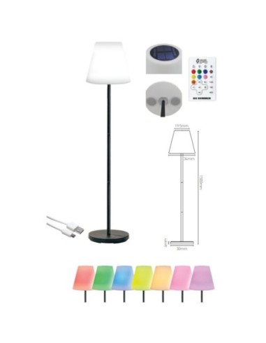 Lampadaire Enceinte solaire bluetooth éclairant RGBW Summer - Girard Sudron Leluminaireled.com