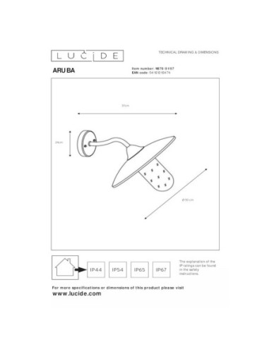Applique extérieure/intérieure murale Led Aruba - Lucide Leluminaireled.com