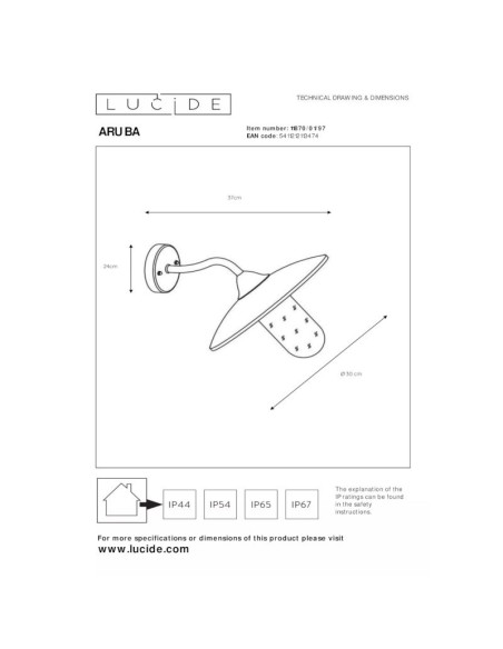 Applique extérieure/intérieure murale Led Aruba - Lucide Leluminaireled.com