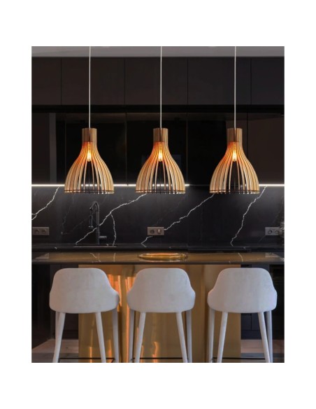 Suspension Led bois Ariel - Atelier Loupiote Leluminaireled.com