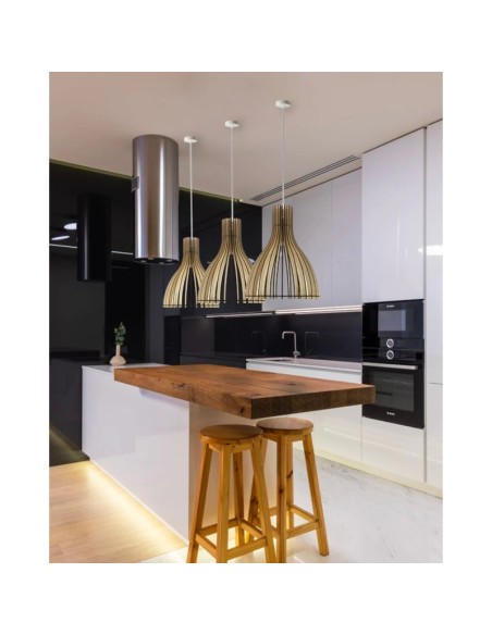 Suspension Led bois Ariel - Atelier Loupiote Leluminaireled.com