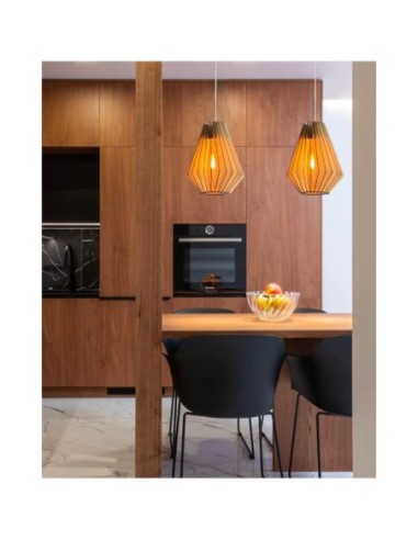 Suspension Led bois Ambre - Atelier Loupiote Leluminaireled.com