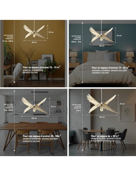 Suspension Led bois Albatros 65 - Atelier Loupiote Leluminaireled.com