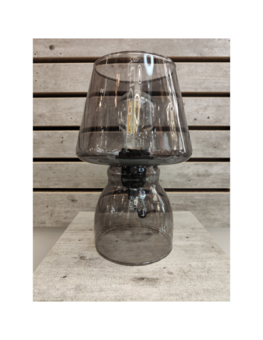 Lampe de table Naska fumée - Sampa Helios verre Leluminaireled.com